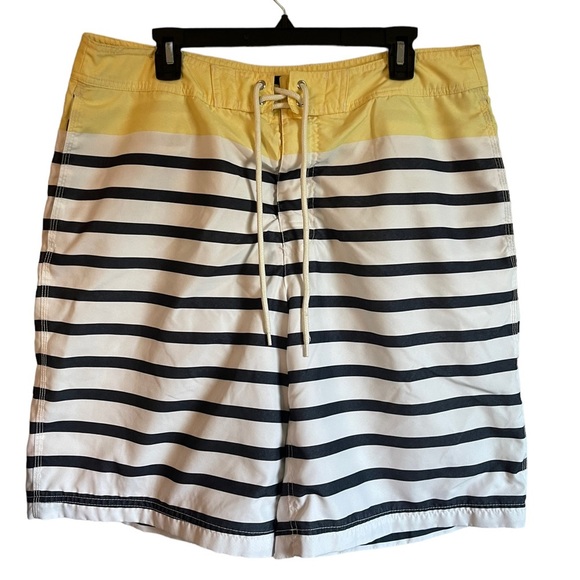 GAP Men’s Yellow Navy Blue Striped Swim Trunks Drawstring Mesh Lined Shorts Lrg - Picture 10 of 13